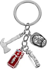[PACKOVE] Key Fob Car Keychain Key Chain Men Keychain for Keys Wallet Key Chain Key Accessories for Women Firefighter Keychain for Boyfriend Wallet Chain Alloy Man Fire Truck Keychain