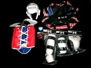 BMA MOOTO Best Martial Arts Sparring Set NEW Headgear, Vest, Pads, Bag SZ S-M