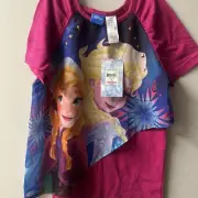 DISNEY FROZEN ELSA GIRLS Pink Raglan Chiffon Top 7/8 NwT