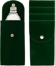 sourcing map 4 Pcs Velvet Watch Pouch, Portable Watch Travel Case Soft Watch Storage Bag with Snap Button Concave Inner Pad for Men and Women Gift, Dark Green