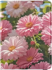 [Amooorous] Summer Pink Daisies Leather decorative Passport Holder Cover Wallet Vaccine Case Protector Cover Cute Passport Book Ultra Slim, Summer pink daisies, 1 size