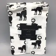 x4 Cynthia Rowley Halloween Black Cat Cloth Dinner Napkins Set White Designer