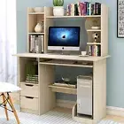 Expert Computer Desk Workstation with Shelves & Drawers (White / Cream)