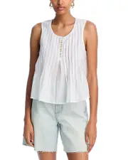 Aqua Amey Pleated Sleeveless Tank Top - Exclusive