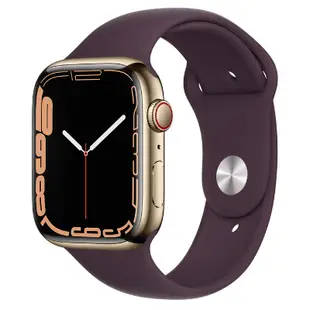 Apple Watch Series 7 45mm GPS + 流動網絡 金色不銹鋼錶殼配 櫻桃黑運動錶帶 MKJX3ZP/A 香港行貨