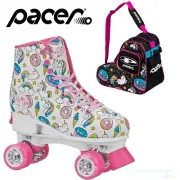 Rollr GRL Ella Adjustable Girls Roller Skates [Size 3-6] + Pacer Skate Bag Set