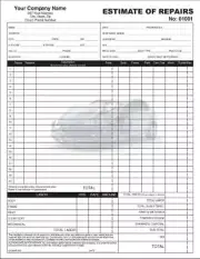 1000 Auto Body Autobody Estimate / 2 Part Carbonless / 8.5 x 11 TMG029