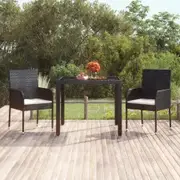 Garden Table with Glass Top Black 90x90x75 cm Poly Rattan