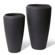 2pc E Style Malik Tall Flower Planters Set Home/Garden Decor 70cm/86cm Black