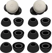 6 Pairs Eartips Compatible with Pixel Buds Pro 2 Ear Tips Buds, Replacement Silicone Rubber Earbuds Gel Earplug Wing Fit in Case Accessories Compatible with Google Pixel Buds Pro 2nd - S/M/L Black