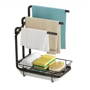 Catzon Kitchen Rag Rack with Drip Tray Stainless Steel Sink Caddy Organizer