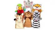 Soft Hand Puppets Safari Buddies Plush Animal Toddlers Kids Children Show 6 Set