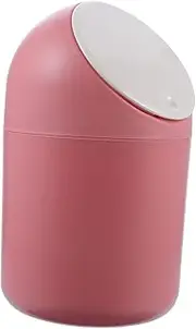 1pc Garbage Can Car Trash Bin Mini Wastebasket Can Trash Cans for Cars Waste Paper Basket Miniature Trash Can Car Desk Mini Containers Desktop Stand Trash Can with Lid Pink Pp