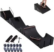 Fingerboard Skate Park - 6-In-1 Odorless Finger Skate Park | Mini Finger Toy Including 6 Skateboard Ramps, 3 Finger Skateboards for Birthdays, Parties