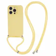 For iPhone 14 Pro Max Case Rubberized TPU Fiber Lining Phone Cover with Long Lanyard