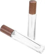 Gogogmee 2pcs Portable Glass Spray Bottles Refillable Perfume and Essential Oil Containers with Walnut Cap Lightweight for Travel for Perfume Lotion and Toner