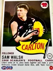 SAM WALSH ***HAND-SIGNED*** CARLTON BLUES 2024 TEAMCOACH SCANLENS CARD