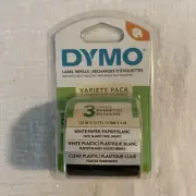 Dymo LetraTag Label Maker Refill Variety 3PK ~ 1/2" x 13' White Clear 12331 NEW