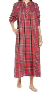 L.L. Bean Scotch Plaid Flannel Nightgown Pin Tuck Size 1X New w/ Tags
