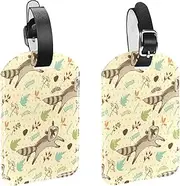 [WOSHJIUK] Luggage Tags,2 Pack Labels Suitcase Tags,Raccoon Plant Floral,Luggage Tags Privacy Protection Travel Bag Tag