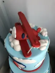 3D Airplane With Clouds Edible Cake Topper Fondant, Gum paste, Icing,