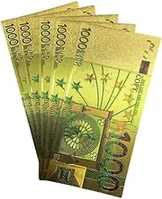 YIQILAFADA 5pcs Gold 1000 Euro Bills, Gold Plated Bills Euro Money Banknotes for Bookmark