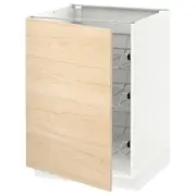 METOD base cabinet with wire baskets, white/Askersund light ash effect, 60x60x80 cm