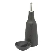 Ecology Ottawa Stoneware Oil Bottle & Salt Dish Dispenser/Pourer 450ml Stone
