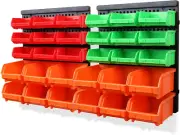 SWANLAKE 30PCS Wall Mounted Storage Bins, Plastic Garage Rack,Screw Storage,Tool