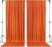 [AK TRADING CO.] 10 feet x 10 feet IFR Polyester Backdrop Drapes Curtains Panels with Rod Pockets - Wedding Ceremony Party Home Window Decorations - Orange