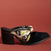New Jeffrey Campbell Cyrus scarf bow mules Shoes 6.5 Suede black Anthropologie