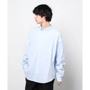 United Arrows Green Label Relaxing 男寬版水藍純棉休閒長袖牛津襯衫 City Boy