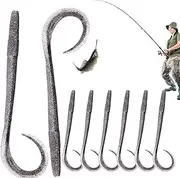 wqibq Worm Bait for Anglers, Soft 25 cm Fishing Worms as Bait and Attractant, Reusable Plastic Hooks with Swimming Function for Salt and Freshwater, Lakes and Rivers