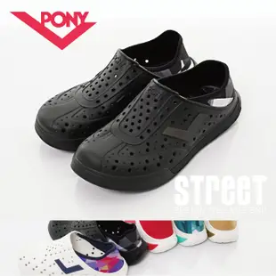 PONY 1007  夏日必備鞋款 熱銷款 水陸兩用 懶人透氣洞洞鞋 PO62U1SA68BK 黑色