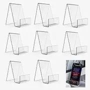 8Pcs Clear Acrylic Book Stand with Ledge Clear Acrylic Book Display Easel, Display Stand for Displaying Books Albums Comic Books Pictures Artworks Tablets or Other Items etc