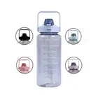 Clear Water Bottle 2l/64oz Leakproof BPA Free w/Time Marker & Straw Widemouth