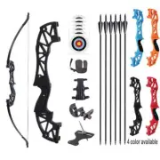 54" Takedown Recurve Bow Set&Bow Sight&Arrow Rest Hunting+12pc carbon Arrows