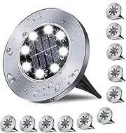 FIME,Solar Ground Lights, Waterproof Garden Lights Outdoor 12 Pack, Upgraded Solar Garden Lights, In-Ground Lights LED Landscape Lighting for Pathway Patio Walkway Yard Lawn Deck, White