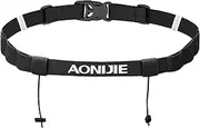 TRIWONDER Runners Race Number Belt with 6 Gel Loops for Triathlon, Marathon, Running, Cycling (Black)