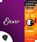 Elixir Phosphor Bronze Acoustic Guitar Strings Set of 2 Light 012-053 Nanoweb Co