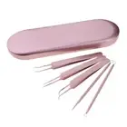 5pcs Stainless Blackhead Extractor Remover Ance Needle Kit W/ Box Pink