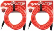 2 Rockville RCXMB30-R Red 30' Male REAN XLR to 1/4'' TRS Balanced Cables