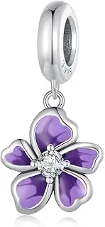 [DOYIS] 925 Sterling Silver Purple oil dripping florets Charms for Pandora Bracelets,Gift Jewelry for Women