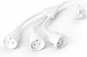 1-to-3 Power Extension Cord 0.3M, Double Plug Australia Standard 3-Pin Plug Power Extension Lead Cord, 2500W, 250V, 10A, IP20, 3 x 1 mm², White