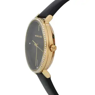 MICHAEL KORS 32mm MK7116 女錶 手錶 金色錶殼黑色真皮 女錶 手錶 腕錶 晶鑽錶 MK (現貨)
