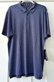 Kenneth Cole NWT Men's Large Navy Blue Golf Polo Shirt Geometric Print NWT $69