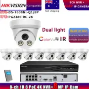 Hikvision Compatible 8MP Dual Light 4K IP Camera+DS-7608NI-Q1/8P NVR Systems lot