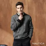 【NAUTICA】男裝 船錨圖騰圓領長袖針織衫(灰)