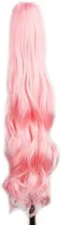 yuehong Long Wavy 21" Colorful Clip In/On Hair Extensions Synthetic Piece Curly Claw Ponytail wig (Pink)