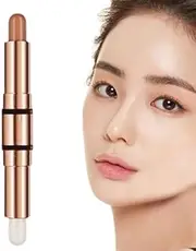 Double Head Makeup, Face Shaping Contouring Sticks, 2-in-1 Highlight and Contour Slim Cream Stick with Face/Eye Shadow/Nose/Hairline,Brightening